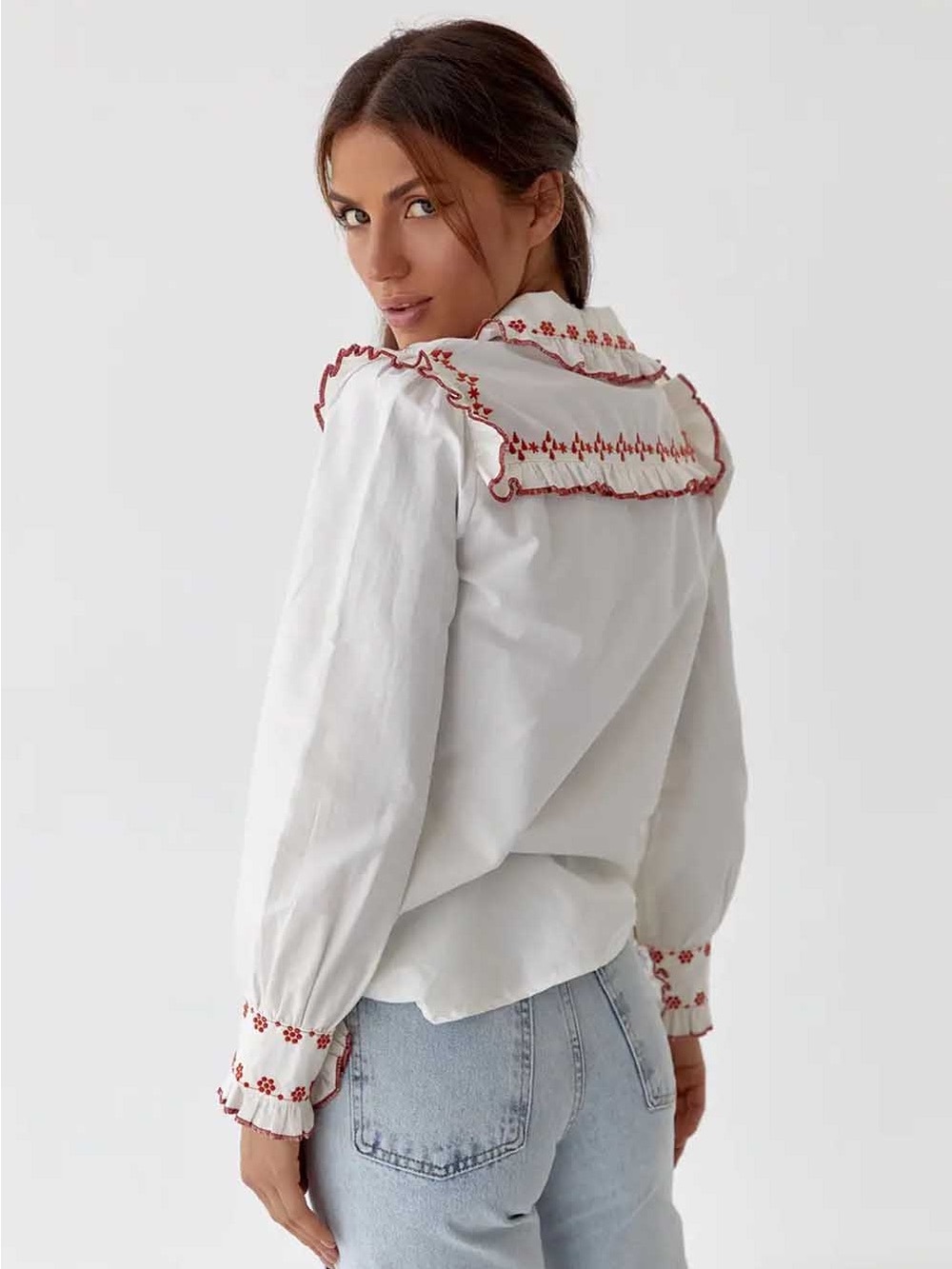 Polo Ralph Lauren Western Floral Embroidered Button-Down Shirt Red White Cotton - Picture 3 of 16